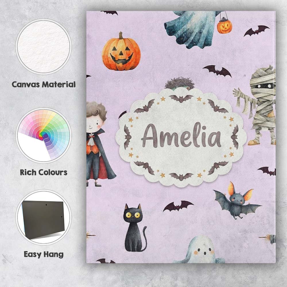 Personalised Name Halloween Zombie Mummy Custom  Unique Gift Idea Elegant Feature Canvas Wall Art Print Decor Picture Ready to Hang