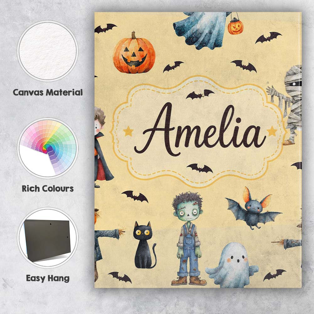 Personalised Name Halloween Zombie Mummy Custom  Unique Gift Idea Elegant Feature Canvas Wall Art Print Decor Picture Ready to Hang