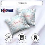 Custom Name Kawaii Seal Cartoon Animal Ocean Pattern Everyday Square Filled Cushion Throw Pillow Sofa Bed Home Decor Zip Washable UK Made