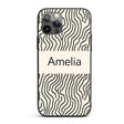 Flowing Wavy Lines Black Cream Organic Stripe Custom Name Protective Phone Case Mobile Cover Durable Everyday Smartphone Shock Resistant
