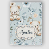 Personalised Name Cute Teddy Bears with Custom  Modern Room Accent Elegant Feature Canvas Wall Art Print Decor Picture Ready to Hang