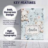 Personalised Name Cute Teddy Bears with Custom  Modern Room Accent Elegant Feature Canvas Wall Art Print Decor Picture Ready to Hang