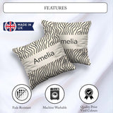 Custom Name Flowing Wavy Lines Black Cream Organic Stripe Lovely Square Filled Cushion Throw Pillow Sofa Bed Home Decor Zip Washable UK Made