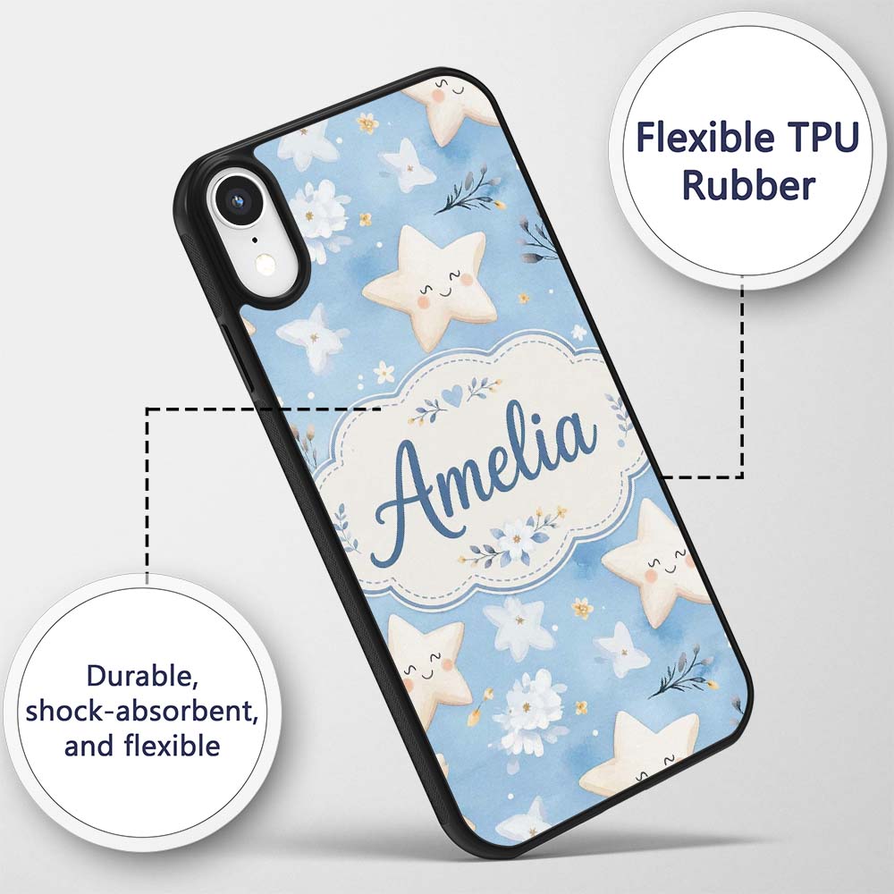 Cute Smiling Starfish with Soft Printed Design Custom Name Protective Phone Case Mobile Cover Durable Everyday Smartphone Shock Resistant