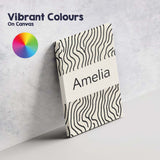 Personalised Name Flowing Wavy Lines Black Cream Organic Stripe Custom  Statement Canvas Wall Art Print Decor Picture Ready to Hang