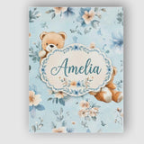 Personalised Name Cute Teddy Bears with Custom  Modern Room Accent Elegant Feature Canvas Wall Art Print Decor Picture Ready to Hang