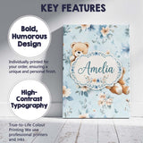 Personalised Name Cute Teddy Bears with Custom  Modern Room Accent Elegant Feature Canvas Wall Art Print Decor Picture Ready to Hang