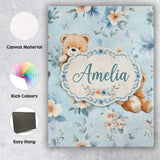 Personalised Name Cute Teddy Bears with Custom  Modern Room Accent Elegant Feature Canvas Wall Art Print Decor Picture Ready to Hang