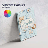 Personalised Name Cute Teddy Bears with Custom  Modern Room Accent Elegant Feature Canvas Wall Art Print Decor Picture Ready to Hang