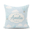 Custom Name Hot Air Balloons with Clouds Sky Background Seamless Square Filled Cushion Throw Pillow Sofa Bed Home Decor Zip Washable UK Made