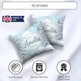 Custom Name Hot Air Balloons with Clouds Sky Background Seamless Square Filled Cushion Throw Pillow Sofa Bed Home Decor Zip Washable UK Made