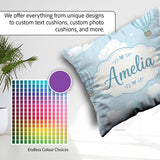 Custom Name Hot Air Balloons with Clouds Sky Background Seamless Square Filled Cushion Throw Pillow Sofa Bed Home Decor Zip Washable UK Made
