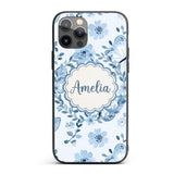 Cute Blue Butterflies with Floral Background Custom Name Protective Phone Case Mobile Cover Durable Everyday Smartphone Shock Resistant