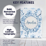 Personalised Name Cute Blue Butterflies Custom  Modern Room Accent Elegant Feature Canvas Wall Art Print Decor Picture Ready to Hang