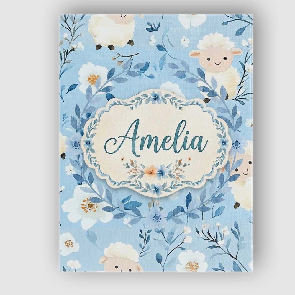 Personalised Name Cute Baby Sheep Lambs Custom  Modern Room Accent Elegant Feature Canvas Wall Art Print Decor Picture Ready to Hang