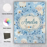 Personalised Name Cute Baby Sheep Lambs Custom  Modern Room Accent Elegant Feature Canvas Wall Art Print Decor Picture Ready to Hang