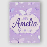 Personalised Name Cute Purple Butterflies Custom  Unique Gift Idea Elegant Feature Canvas Wall Art Print Decor Picture Ready to Hang