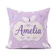 Custom Name Cute Purple Butterflies with Soft Abstract Seamless Square Filled Cushion Throw Pillow Sofa Bed Home Decor Zip Washable UK Made