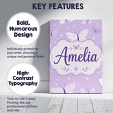 Personalised Name Cute Purple Butterflies Custom  Unique Gift Idea Elegant Feature Canvas Wall Art Print Decor Picture Ready to Hang
