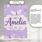 Cute Purple Butterflies with Soft Abstract Background Seamless  Personalised Custom Name Super Soft Fleece Blanket Bed Sofa Throw