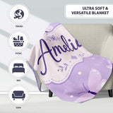 Cute Purple Butterflies with Soft Abstract Background Seamless  Personalised Custom Name Super Soft Fleece Blanket Bed Sofa Throw