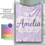 Cute Purple Butterflies with Soft Abstract Background Seamless  Personalised Custom Name Super Soft Fleece Blanket Bed Sofa Throw