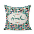 Custom Name Modern Flamingo Birds with Geometric Jungle Seamless Square Filled Cushion Throw Pillow Sofa Bed Home Decor Zip Washable UK Made