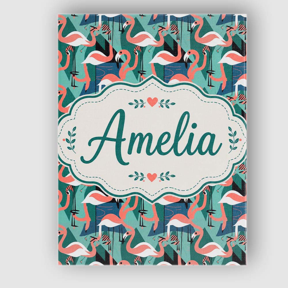 Personalised Name Modern Flamingo Birds Custom  Unique Gift Idea Elegant Feature Canvas Wall Art Print Decor Picture Ready to Hang