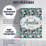 Personalised Name Modern Flamingo Birds Custom  Unique Gift Idea Elegant Feature Canvas Wall Art Print Decor Picture Ready to Hang