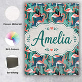Personalised Name Modern Flamingo Birds Custom  Unique Gift Idea Elegant Feature Canvas Wall Art Print Decor Picture Ready to Hang