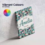 Personalised Name Modern Flamingo Birds Custom  Unique Gift Idea Elegant Feature Canvas Wall Art Print Decor Picture Ready to Hang
