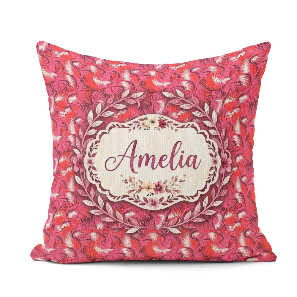 Custom Name Bold Flamingo Birds Tropical Pattern Seamless Design Square Filled Cushion Throw Pillow Sofa Bed Home Decor Zip Washable UK Made
