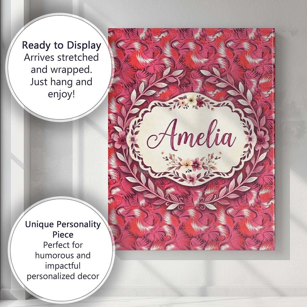 Personalised Name Bold Red Flamingo Birds Custom  Unique Gift Idea Elegant Feature Canvas Wall Art Print Decor Picture Ready to Hang