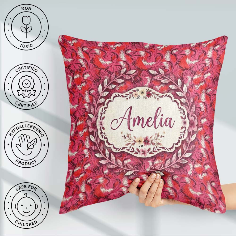 Custom Name Bold Flamingo Birds Tropical Pattern Seamless Design Square Filled Cushion Throw Pillow Sofa Bed Home Decor Zip Washable UK Made