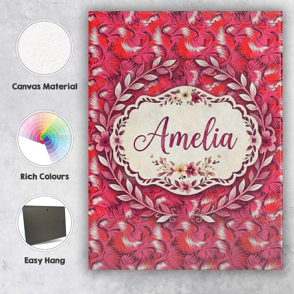 Personalised Name Bold Red Flamingo Birds Custom  Unique Gift Idea Elegant Feature Canvas Wall Art Print Decor Picture Ready to Hang