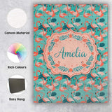 Personalised Name Modern Flamingo Birds Custom  Unique Gift Idea Elegant Feature Canvas Wall Art Print Decor Picture Ready to Hang