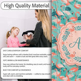 Modern Flamingo Birds with Teal Tropical Leaves Seamless Pattern  Personalised Custom Name Super Soft Fleece Blanket Bed Sofa Throw