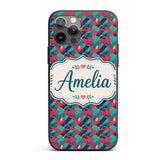 Stylish Flamingo Birds with Geometric Tropical Custom Name Protective Phone Case Mobile Cover Durable Everyday Smartphone Shock Resistant
