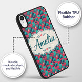 Stylish Flamingo Birds with Geometric Tropical Custom Name Protective Phone Case Mobile Cover Durable Everyday Smartphone Shock Resistant