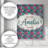 Personalised Name Stylish Flamingo Birds Custom  Unique Gift Idea Elegant Feature Canvas Wall Art Print Decor Picture Ready to Hang