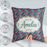 Custom Name Flamingo with Geometric Tropical Background Seamless Square Filled Cushion Throw Pillow Sofa Bed Home Decor Zip Washable UK Made