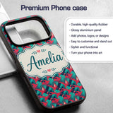 Stylish Flamingo Birds with Geometric Tropical Custom Name Protective Phone Case Mobile Cover Durable Everyday Smartphone Shock Resistant
