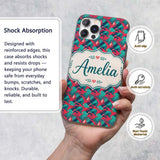 Stylish Flamingo Birds with Geometric Tropical Custom Name Protective Phone Case Mobile Cover Durable Everyday Smartphone Shock Resistant
