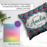 Custom Name Flamingo with Geometric Tropical Background Seamless Square Filled Cushion Throw Pillow Sofa Bed Home Decor Zip Washable UK Made
