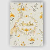 Personalised Name Cute Baby Giraffes with Custom  Unique Gift Idea Elegant Feature Canvas Wall Art Print Decor Picture Ready to Hang