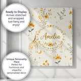 Personalised Name Cute Baby Giraffes with Custom  Unique Gift Idea Elegant Feature Canvas Wall Art Print Decor Picture Ready to Hang