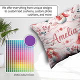 Custom Name Little Mermaids with Soft Floral Background Seamless Square Filled Cushion Throw Pillow Sofa Bed Home Decor Zip Washable UK Made