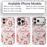 Cute Little Mermaids with Soft Floral Background Custom Name Protective Phone Case Mobile Cover Durable Everyday Smartphone Shock Resistant