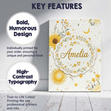 Personalised Name Yellow Sunflowers with Custom  Unique Gift Idea Elegant Feature Canvas Wall Art Print Decor Picture Ready to Hang