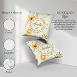Custom Name Yellow Sunflowers with Botanical Background Seamless Square Filled Cushion Throw Pillow Sofa Bed Home Decor Zip Washable UK Made